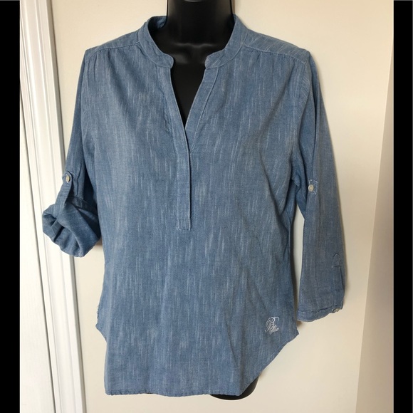 BlendShe Tops - BlendShe She Dares Denim Look Top